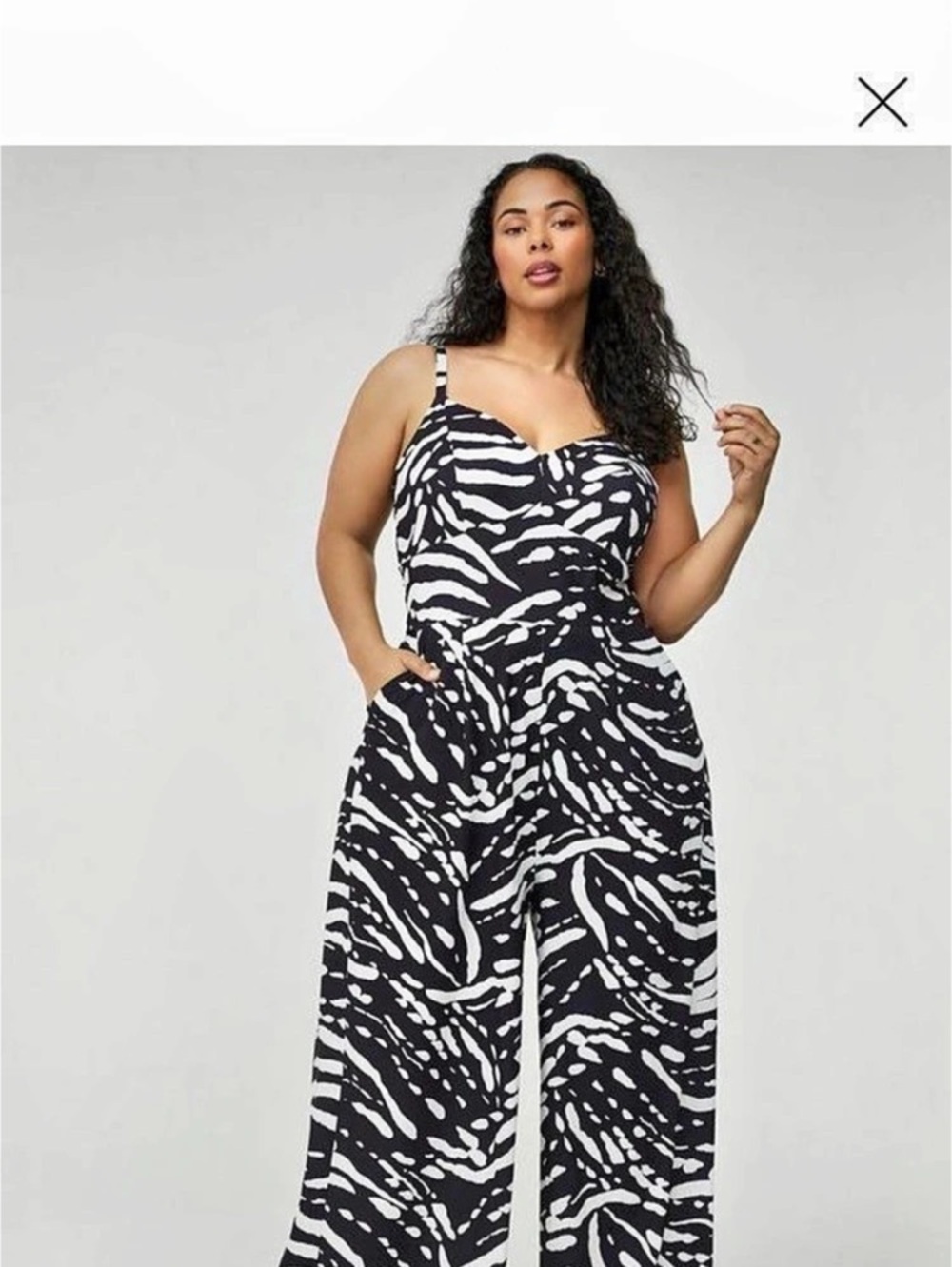 Torrid Studio Crepe Wide Leg Jumpsuit Black & White Size 20